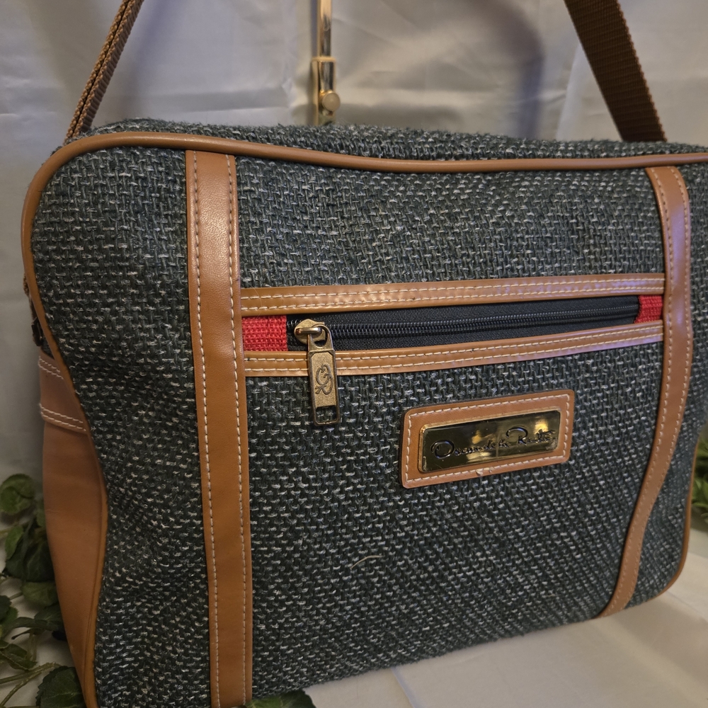 Oscar de la Renta Vintage Tweed Travel Shoulder Bag Carry On Luggage